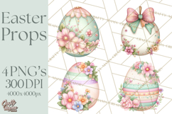 Easter Props Clipart PNG, Cute Easter Icons, Eggs Baskets Product Image 1