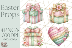 Easter Props Clipart PNG, Cute Easter Icons, Eggs Baskets Product Image 1