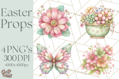 Easter Props Clipart PNG, Cute Easter Icons, Eggs Baskets Product Image 1