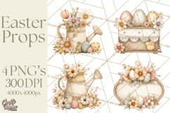 Vintage Easter Props Clipart PNG, Easter Eggs Printable Product Image 1
