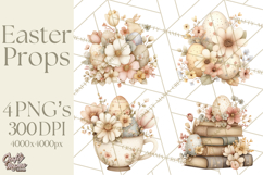 Vintage Easter Props Clipart PNG, Easter Eggs Printable Product Image 1