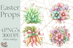 Easter Props Clipart PNG, Cute Easter Icons, Eggs Baskets Product Image 1