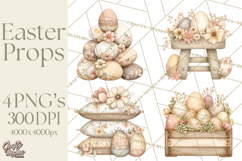 Vintage Easter Props Clipart PNG, Easter Eggs Printable Product Image 1