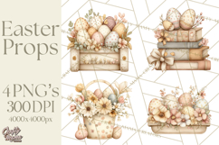Vintage Easter Props Clipart PNG, Easter Eggs Printable Product Image 1