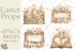 Vintage Easter Props Clipart PNG, Easter Eggs Printable Product Image 1