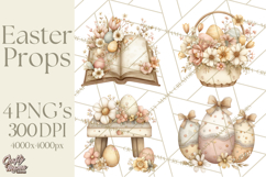 Vintage Easter Props Clipart PNG, Easter Eggs Printable Product Image 1