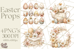 Vintage Easter Props Clipart PNG, Easter Eggs Printable Product Image 1