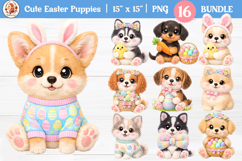 Cute Easter Puppies Clipart Bundle Product Image 1