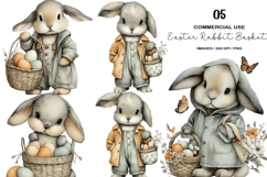 Easter Rabbit Basket Clipart PNG Product Image 1