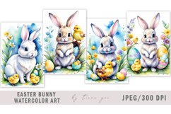 Cute watercolor Easter bunny illustration for prints- 4 Jpeg Product Image 1