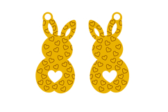Easter Bunny with Hearts Pattern Earrings Laser Cut Template Product Image 2