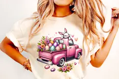 Easter Retro Truck PNG, Easter Bunny PNG, Happy Easter PNG Product Image 2