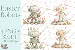 Easter Robot Clipart, Pastel Full-Body Robot Illustration Product Image 1