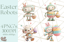 Easter Robot Clipart, Pastel Full-Body Robot Illustration Product Image 1