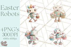 Easter Robot Clipart, Pastel Full-Body Robot Illustration Product Image 1