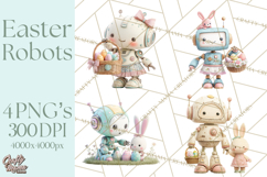 Easter Robot Clipart, Pastel Full-Body Robot Illustration Product Image 1