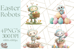 Easter Robot Clipart, Pastel Full-Body Robot Illustration Product Image 1