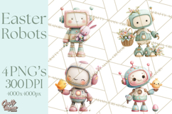 Easter Robot Clipart, Pastel Full-Body Robot Illustration Product Image 1