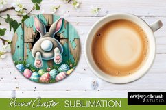Easter Round Coaster Sublimation - Easter Bunny Coaster PNG