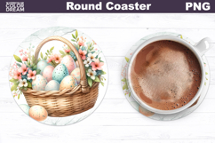 Easter Basket Round Coaster | Easter Eggs Coaster Product Image 1