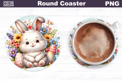 Cute Bunny Round Coaster | Easter Animal Coaster Product Image 1