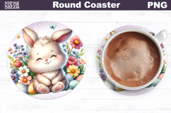 Cute Bunny Round Coaster | Easter Animal Coaster Product Image 1