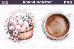 Easter Basket Round Coaster | Easter Eggs Coaster Product Image 1
