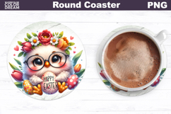 Cute Chicken Round Coaster | Easter Animal Coaster Product Image 1