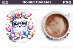 Cute Ghost Round Coaster | Easter Animal Coaster Product Image 1