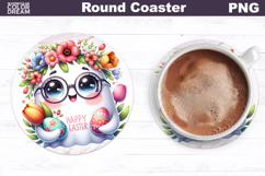 Cute Ghost Round Coaster | Easter Animal Coaster Product Image 1