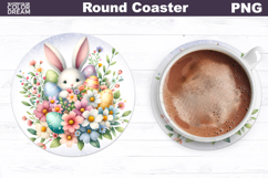 Cute Bunny Round Coaster | Easter Animal Coaster Product Image 1