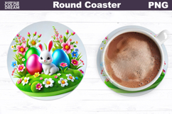 Cute Bunny Round Coaster | Easter Animal Coaster Product Image 1