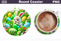 Cute Bunny Round Coaster | Easter Animal Coaster Product Image 1