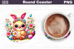 Cute Chicken Round Coaster | Easter Animal Coaster Product Image 1