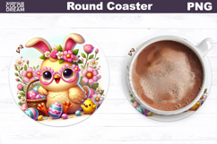 Cute Chicken Round Coaster | Easter Animal Coaster Product Image 1