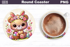 Cute Bear Round Coaster | Easter Animal Coaster Product Image 1