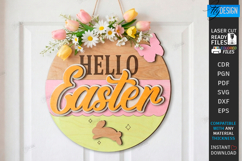 Easter Round Sign Laser Cut | Wall Spring Sign SVG Product Image 1
