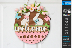 Easter Round Sign Laser Cut | Wall Spring Sign SVG Product Image 1