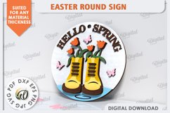Easter Round Sign Laser Cut. Spring Round Sign SVG Product Image 1