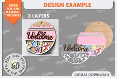 Easter Welcome Round Sign Laser Cut. Spring Round Sign SVG Product Image 2