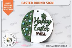 Spring Round Sign SVG. Easter Round Sign Laser Cut Product Image 1