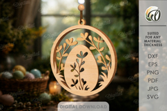 Easter Round Sign Laser Cut. Easter Wall Decor SVG Product Image 1