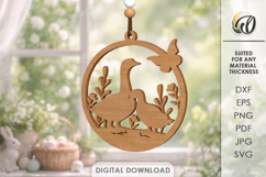 Easter Round Sign Laser Cut. Easter Wall Decor SVG Product Image 1