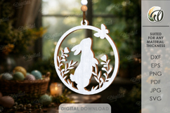 Easter Round Sign Laser Cut. Easter Wall Decor SVG Product Image 1