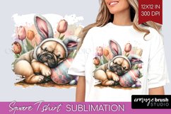 Easter Dog Square Tshirt Background - Cute Puppy PNG Product Image 1