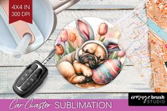 Easter Dog Car Coaster - Cute Puppy Coaster PNG Sublimation Product Image 1