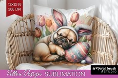 Easter Dog Pillow Sublimation - Cute Puppy Pillow Cover PNG Product Image 1