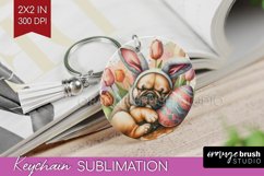 Easter Dog Keychain PNG - Cute Puppy Keychain Sublimation Product Image 1