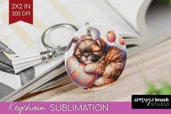 Easter Dog Keychain PNG - Cute Puppy Keychain Sublimation Product Image 1