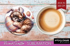 Easter Dog Round Coaster - Cute Puppy Coaster PNG Product Image 1